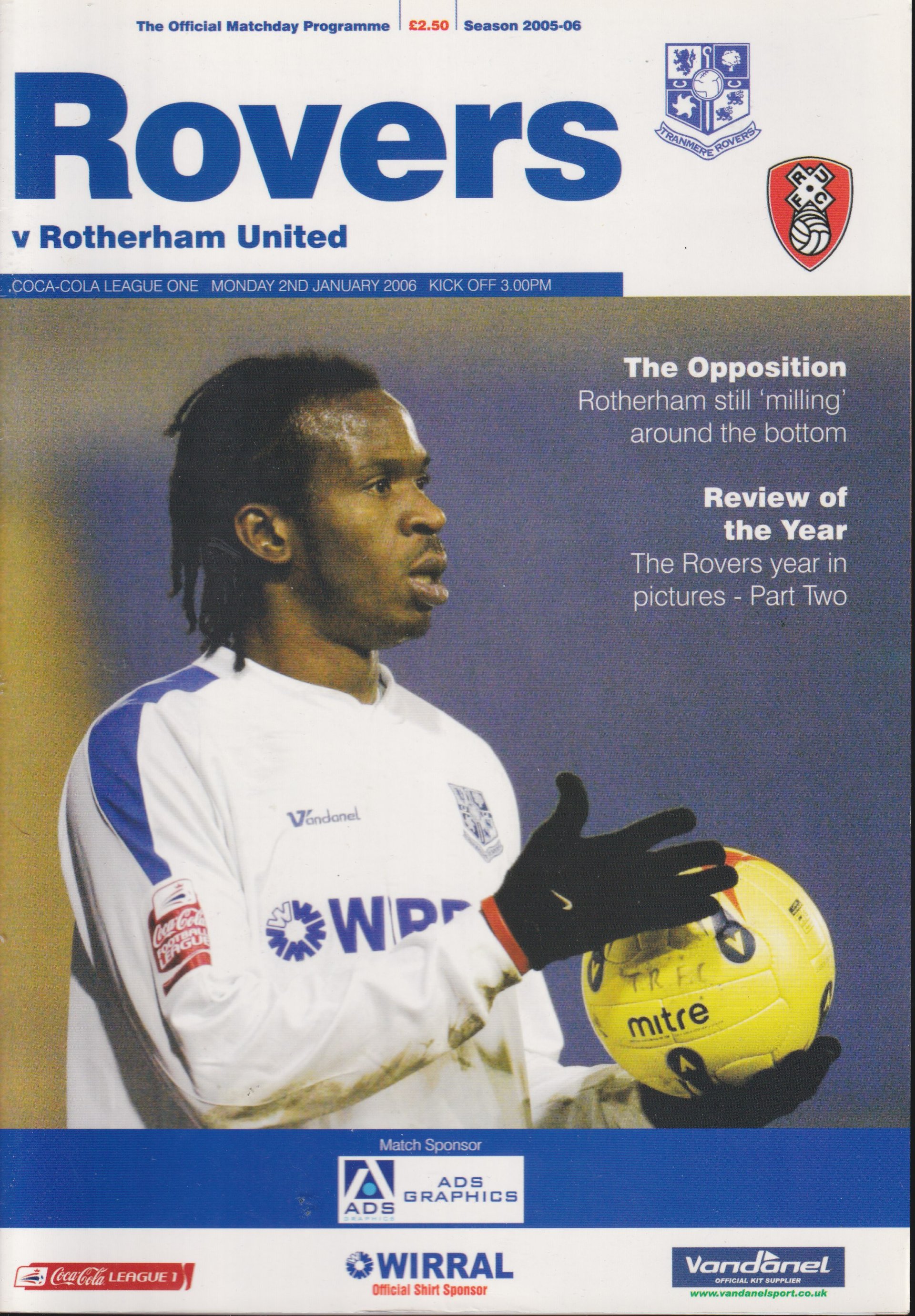 Tranmere Rovers v Rotherham United match programme